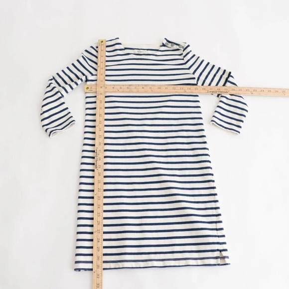 Madewell White Navy Stripe Half Sleeve A-Line  Heavy Knit Shift Midi Dress XXS - Picture 2 of 9